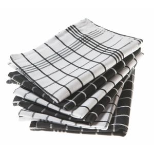 Lot de 6 torchons de cuisine Christelle noir & blanc 50x70cm Lot de 6 torchons de cuisine Christelle noir & blanc 50x70cm
