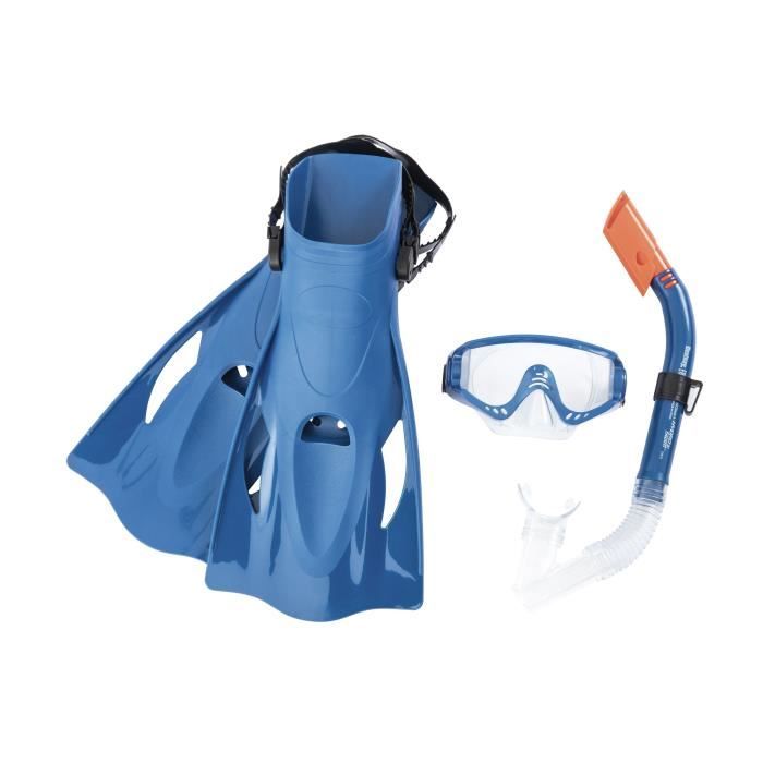 BESTWAY Ensemble Masque Meridan Snorkel + Tuba + Palmes 43/46 - 2 couleurs assorties