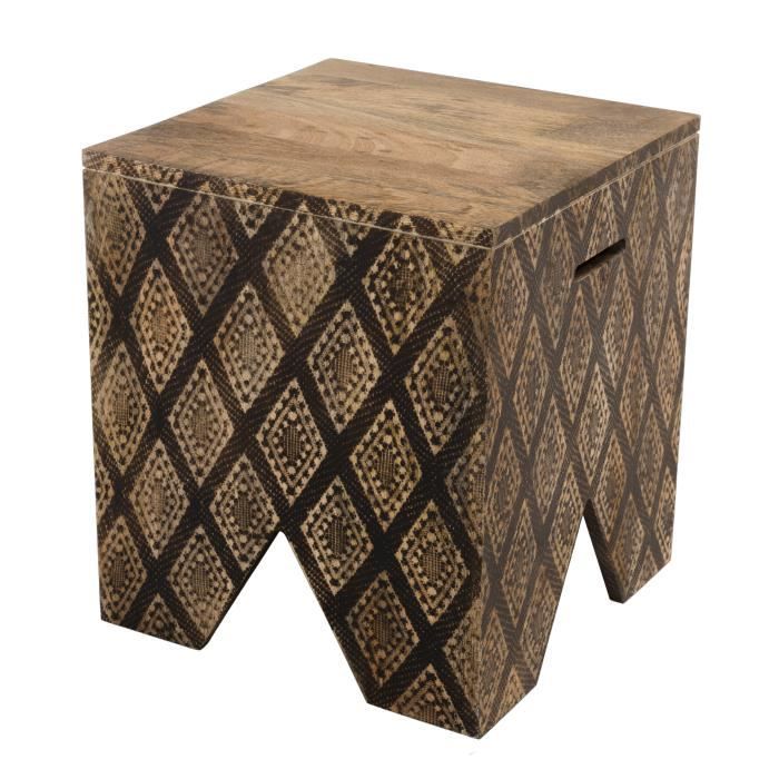 Tabouret carré Manguier Ko-Mak - Marron - 40x40 cm