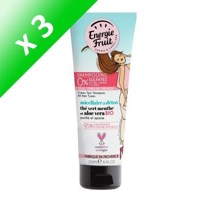 ENERGIE FRUIT Shampoing Detox - 250 ml (Lot de 3)