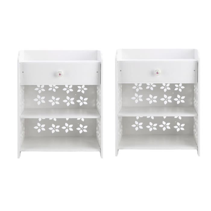 Chevet Blanc Table 30x30x50cm Tiroir 2 De Fleur Lot G6yy7bf