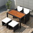 Magnifique Mobilier d\'exterieur 11 pcs Noir Resine tressee Bois d ... Magnifique Mobilier d\'exterieur 11 pcs Noir Resine tressee Bois d ...