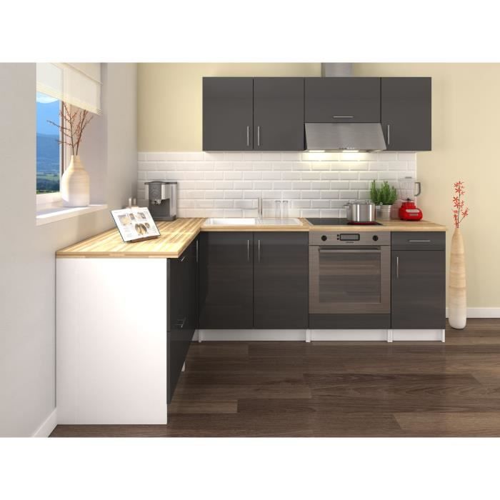 OBI Cuisine complète d'angle L 280 cm - Gris laqué brillant