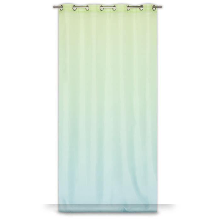 Voilage Gradient - 8 ¼illets - Couleur dégradé - 140 x 245 cm - Turquoise