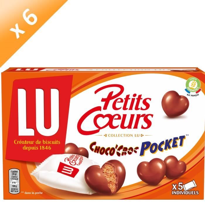 Lot de 6 LU Petits CŒurs Choco'Croc Pocket