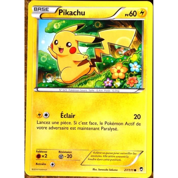 Carte Pokemon Pikachu Queue De Fer Carte Pokémon 27-111 Pikachu 60 PV XY03 XY Poings Furieux NEUF FR
