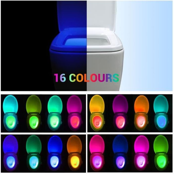 Lumière Éclairage Toilettes Led Wc Multicolore De Toilette Pour Des 16 Couleur Lampe Lumineux Cuvette CBedxo