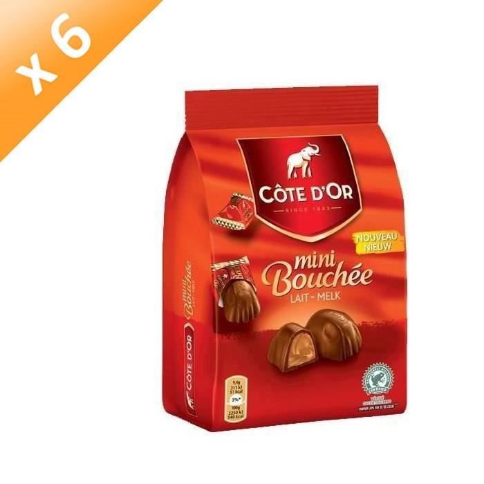 COTE D'OR Mini bouchées chocolat au lait fourrée aux noisettes et amandes - 122 g x6