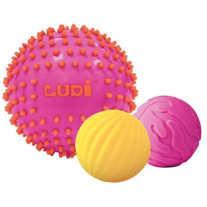 LUDI 3 Balles Sensorielles Roses