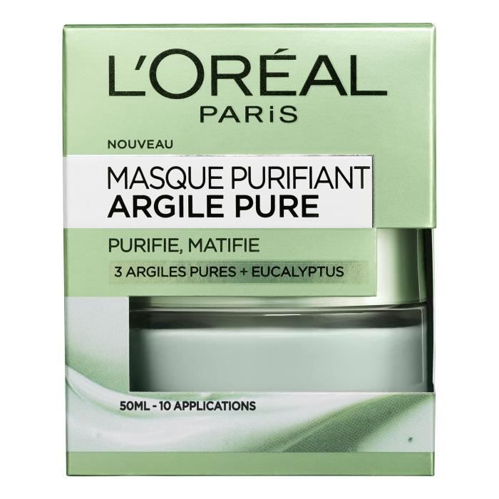 L'ORÉAL PARIS - Masque Visage Purifiant Argile Pure - 50 ml