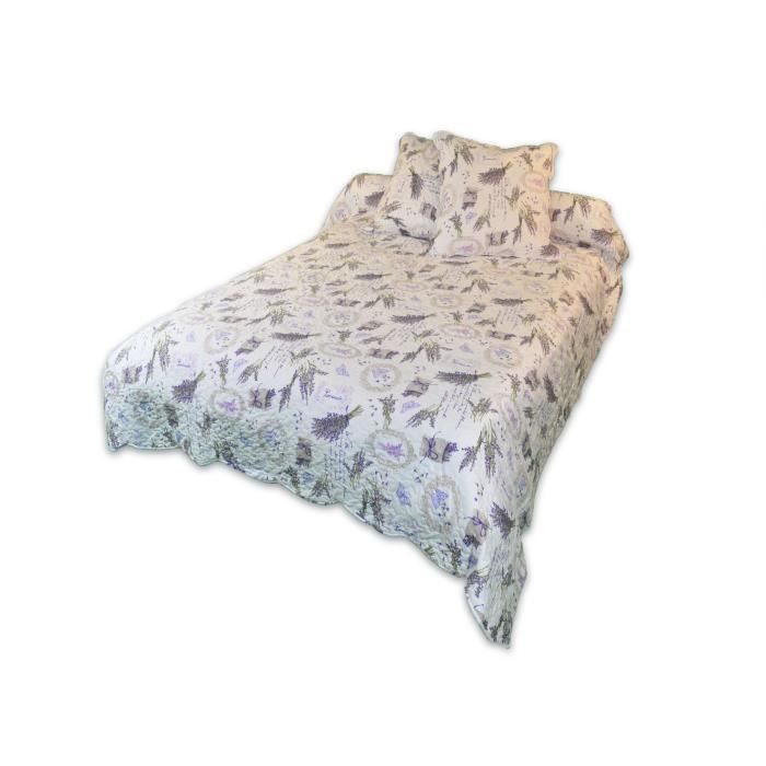 SOLEIL D'OCRE Couvre lit Boutis Pascale 220x240cm avec 2 taies d'oreiller