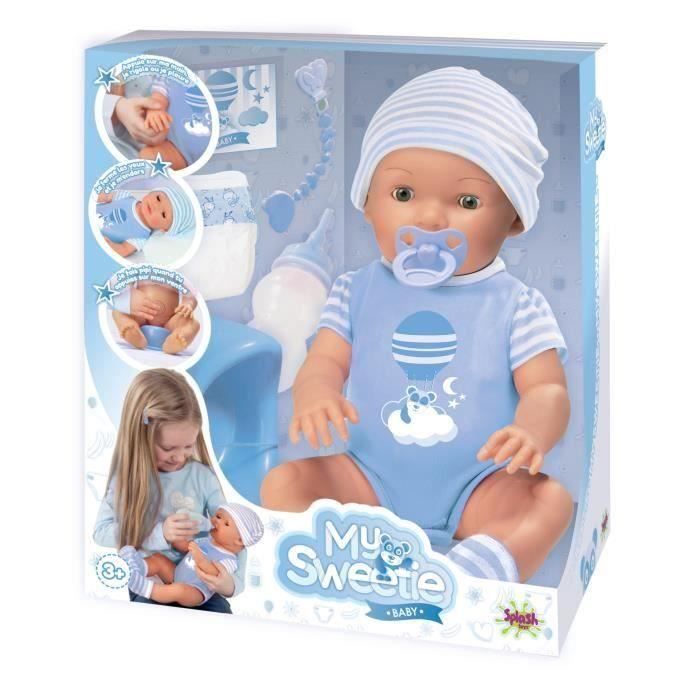 SPLASH-TOYS Poupon avec ses accessoires My sweetie baby - Bleu