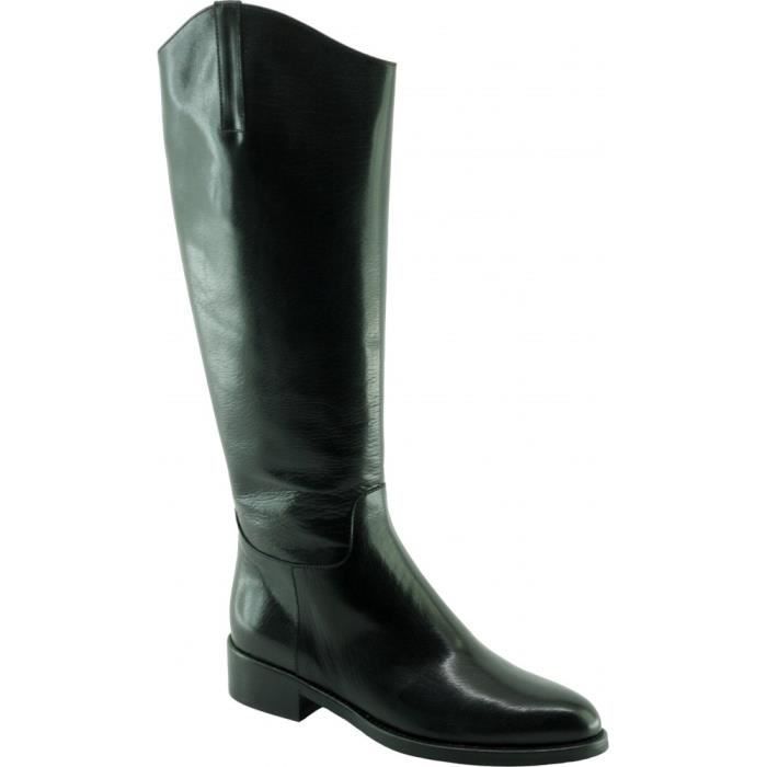 Son Pardo \u2013 Botte cavalière chaussures luxe boots petites pointures petites tailles pour femme marque Plumers cuir patiné noir