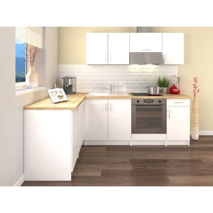 OBI Cuisine complète d'angle L 280 cm - Blanc laqué brillant