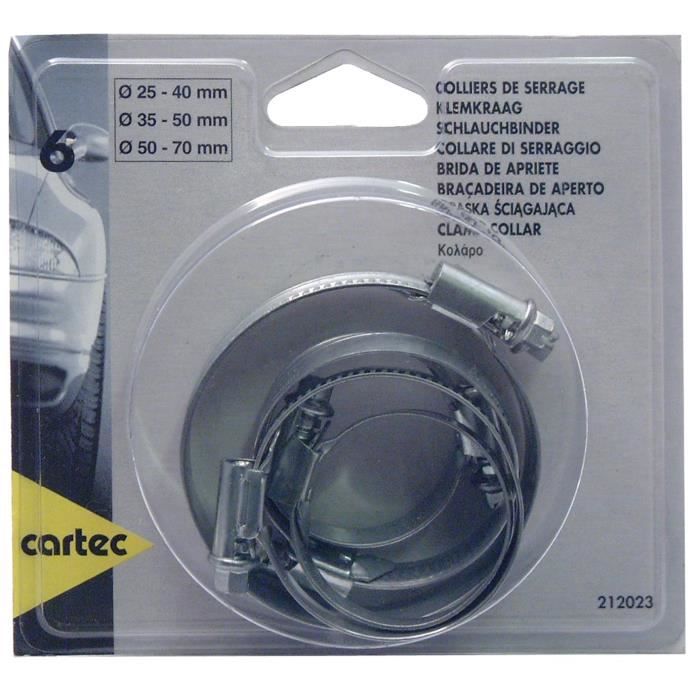 Cartec 6 Colliers de Serrage Métalliques 25 à 70mm
