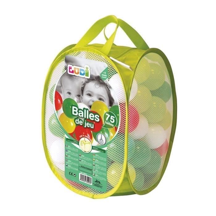 LUDI 75 balles de jeu avec sac de transport Vert
