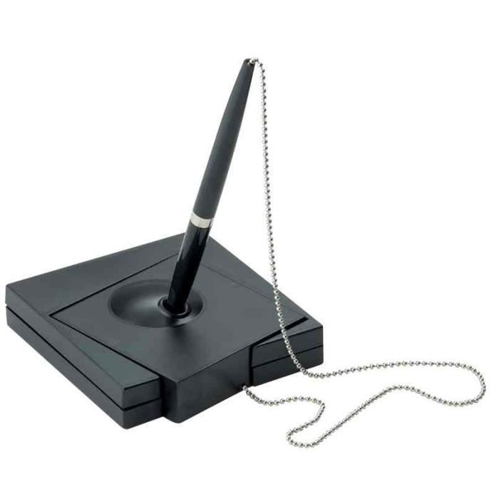 Stylo à Bille Sur Socle Lesté Q-connect - Modèle KF00233 - Noir Avec Chaînette - NEUF