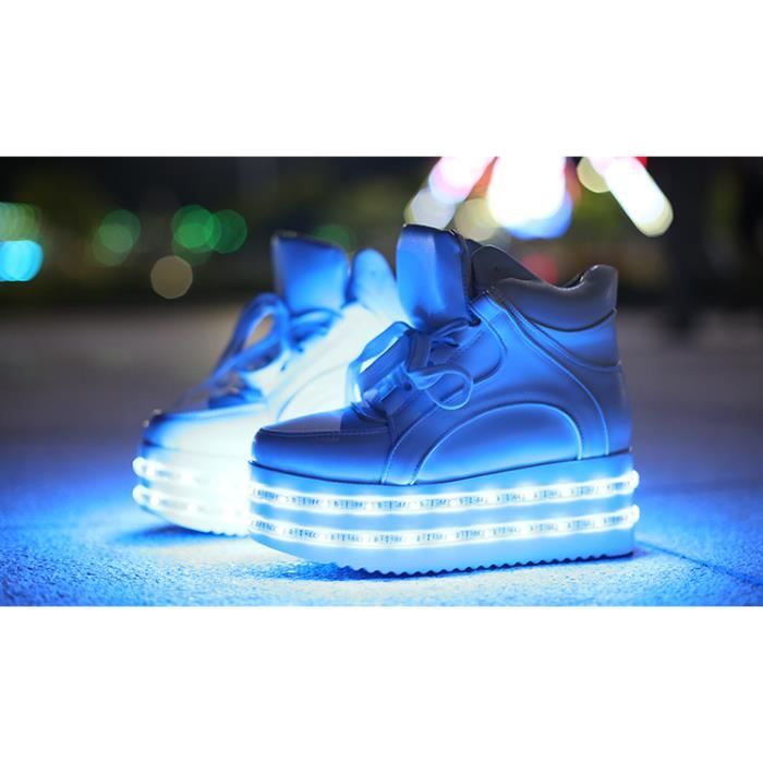 Haut Couleur 7 Led C Lacets blanc dessus Des Noir De Femme rqa1rg