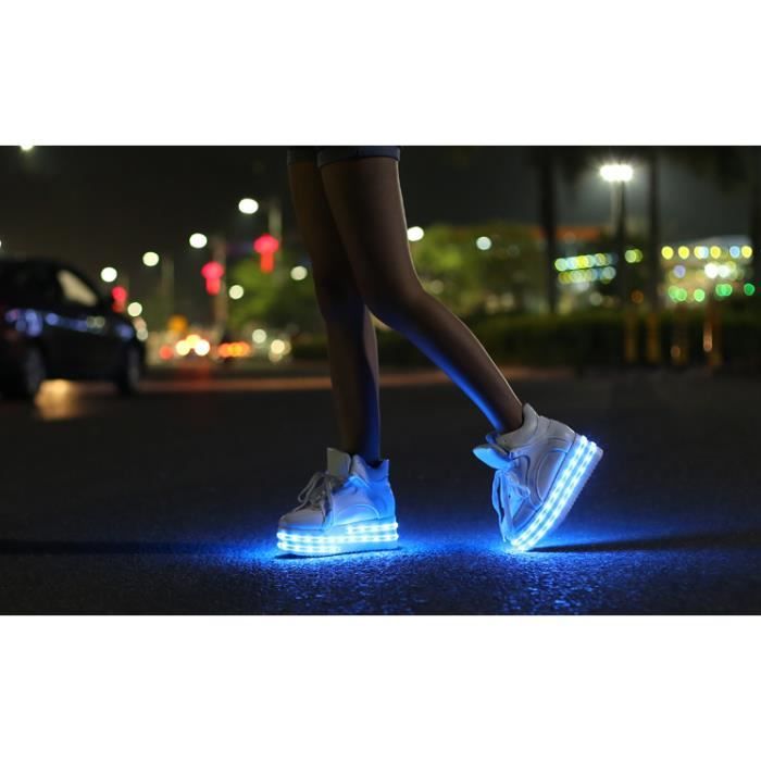 Haut Couleur 7 Led C Lacets blanc dessus Des Noir De Femme rqa1rg