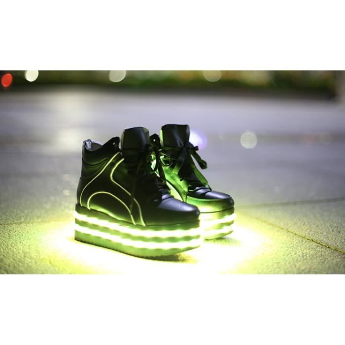 Haut Couleur 7 Led C Lacets blanc dessus Des Noir De Femme rqa1rg