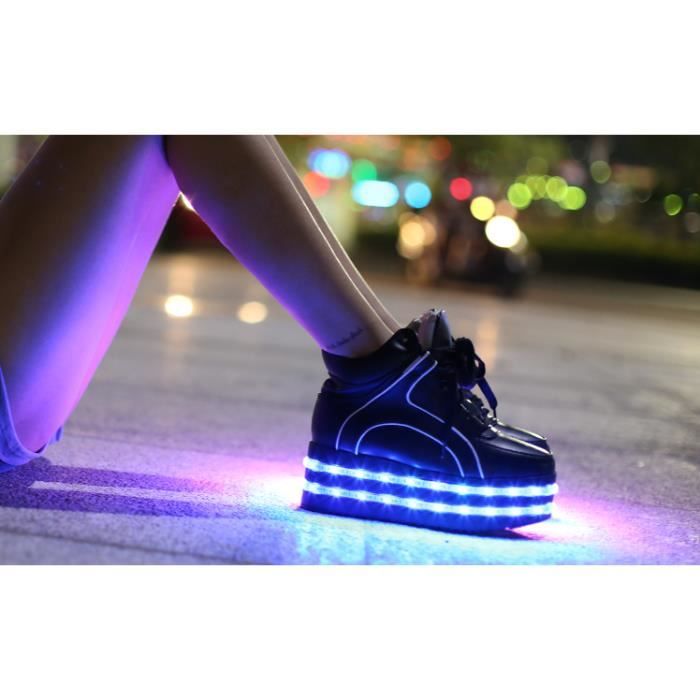 Haut Couleur 7 Led C Lacets blanc dessus Des Noir De Femme rqa1rg