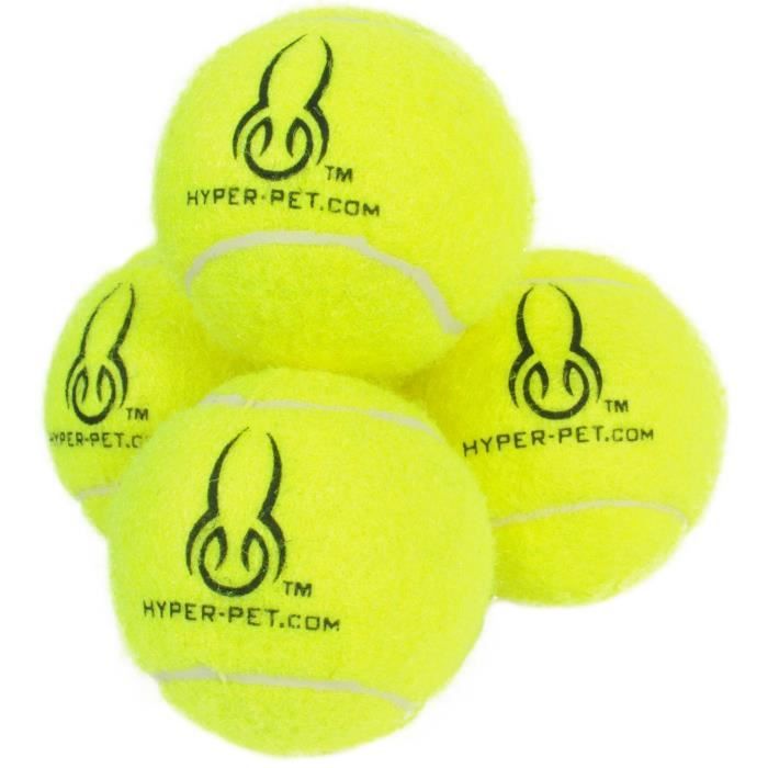 HYPER PET Pack de 4 balles de tennis - Jaune - Pour chien