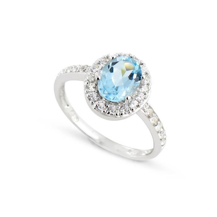 TOUS MES BIJOUX Bague Argent 925° et Topaze Bleue Femme