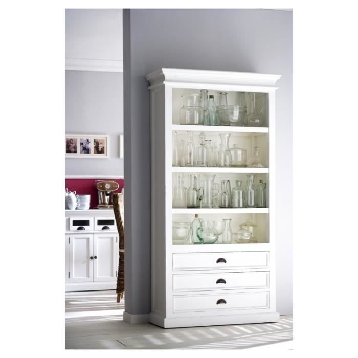 buffet bibliotheque bois blanc leirfjord. - achat / vente