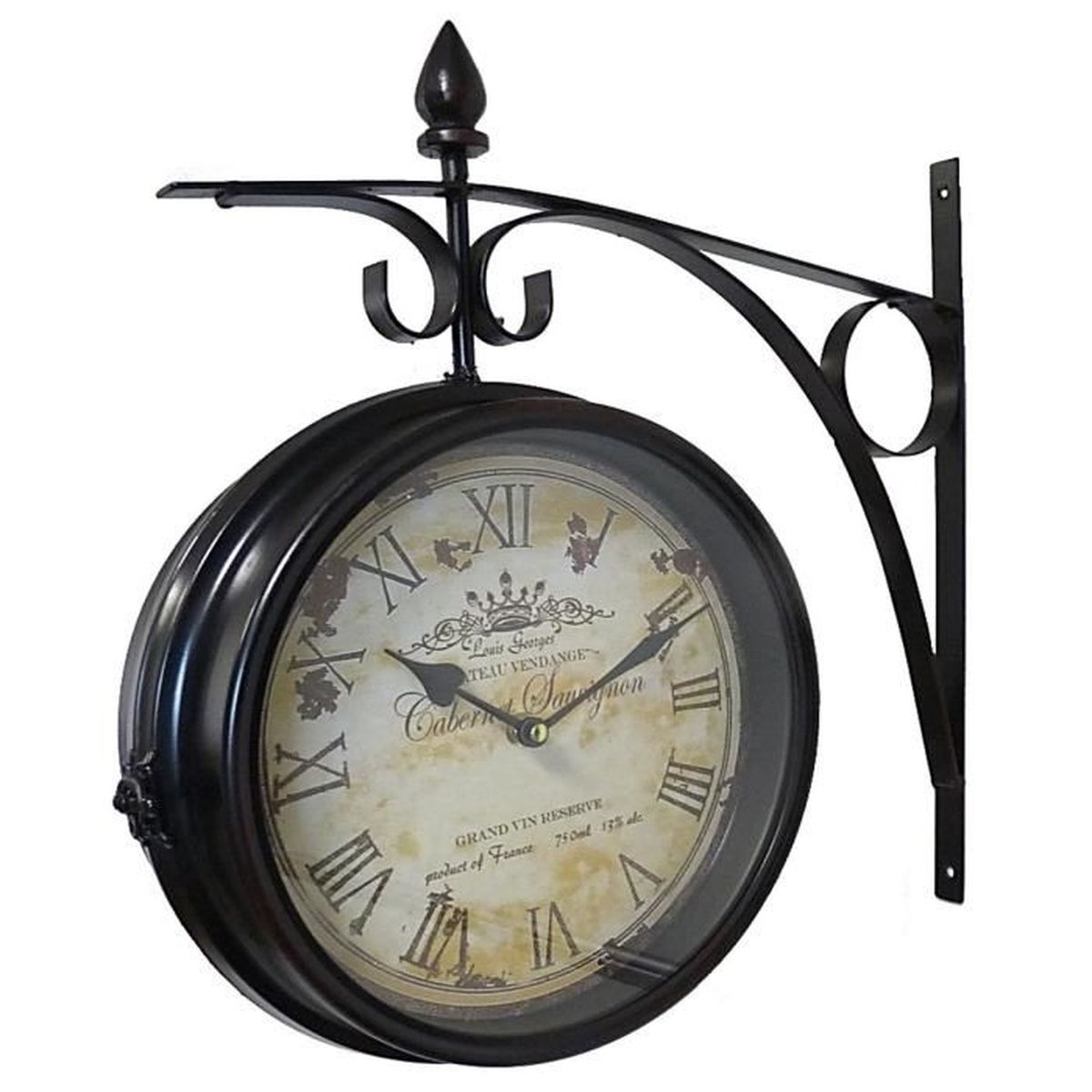 Horloge de Gare Pendule Murale Double Face sur Crédence Cabernet