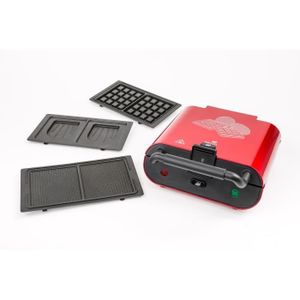 SENYA Appareil 3 en 1 - Gaufrier, appareil croque-monsieur et gaufrettes - Coloris : rouge SENYA Appareil 3 en 1 - Gaufrier, appareil croque-monsieur et gaufrettes - Coloris : rouge