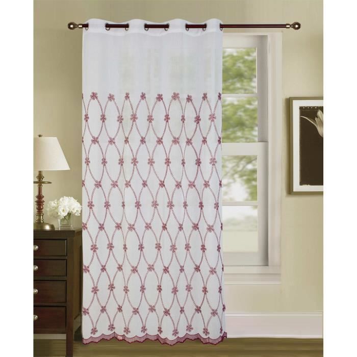 Voilage macramé 140x260 cm Blanc et bordeaux
