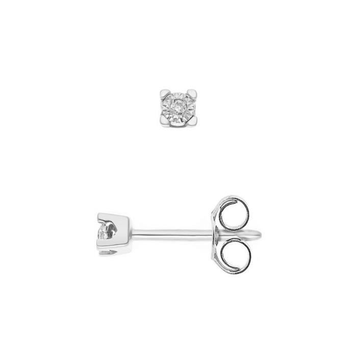 DIAMOND LANE Boucles d'Oreilles Puces Diamants Or Blanc 750° Femme