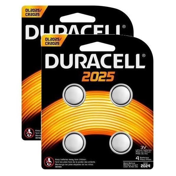 DURACELL 2 Packs de 4 Piles CR 2025