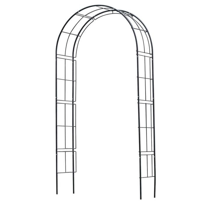 NATURE Pergola arche en acier galvanise 113x38xH229cm - Noir