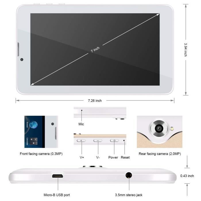 Tablette Tactile 7 Pouces 3G Android 7.0 Quad2