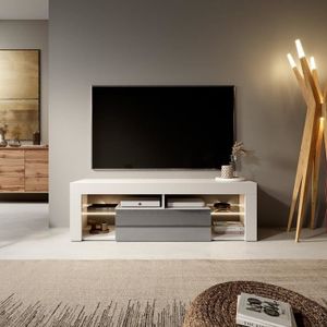 Meuble tv blanc et gris laque - Achat / Vente pas cher