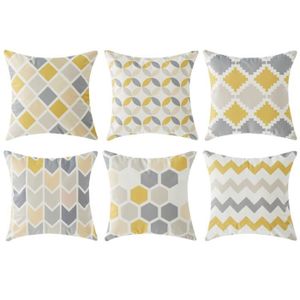 HOUSSE DE COUSSIN Topfinel 6 Pcs Housses de Coussin Jaune Géométriqu