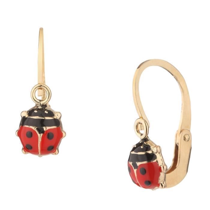 YSORA Boucles D'Oreilles Dormeuses Or Jaune 375° Enfant Fille