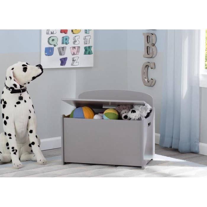 DELTA KIDS - Coffre à Jouets Enfant - Bois - Gris
