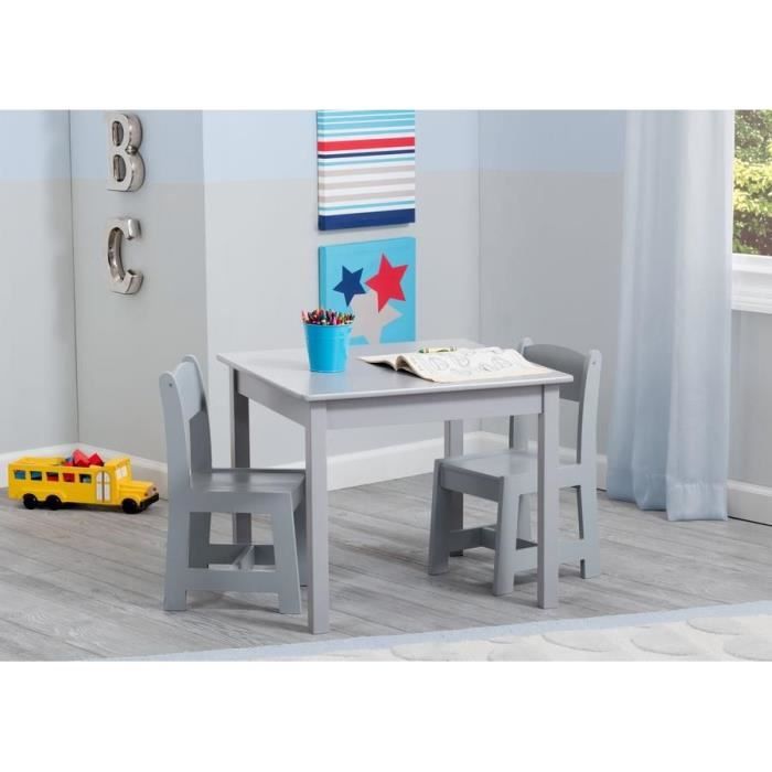 DELTAKIDS - Table et 2 Chaises Bois Enfant - Gris