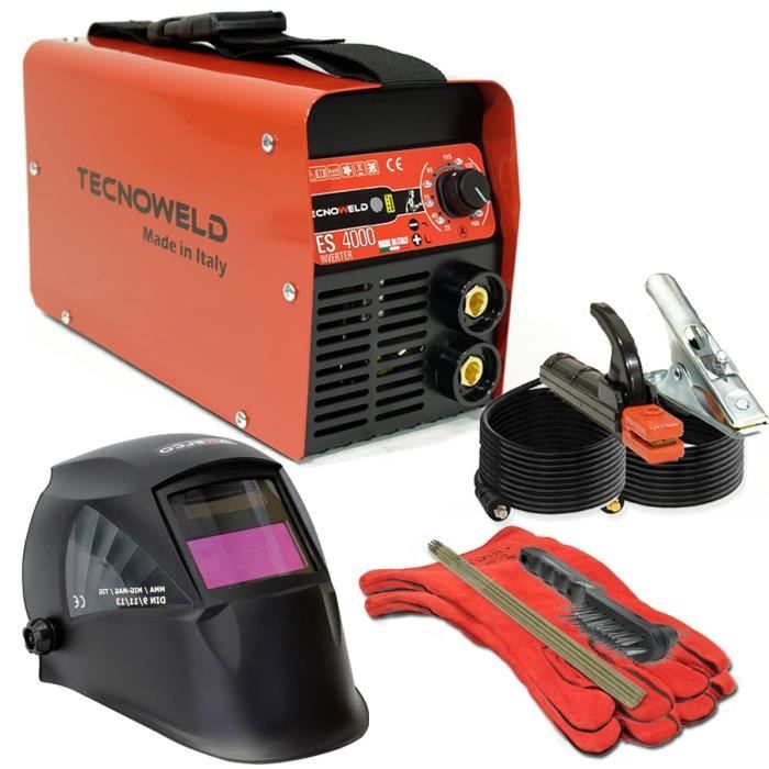 TECNOWELD Poste à souder Inverter ES 4000 160A avec cagoule LCD teinte variable 9/13 et accessoires