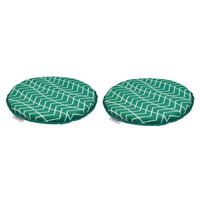 EZPELETA Set de 2 coussins de chaises rondes Sol - Ø 40 cm - Vert