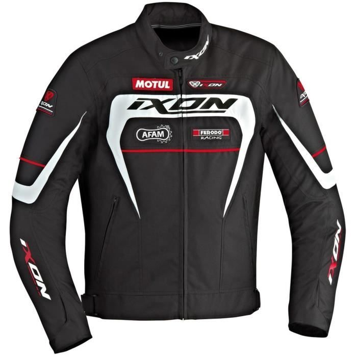 IXON Matrix Blouson Moto Textile Noir Blanc et Rouge
