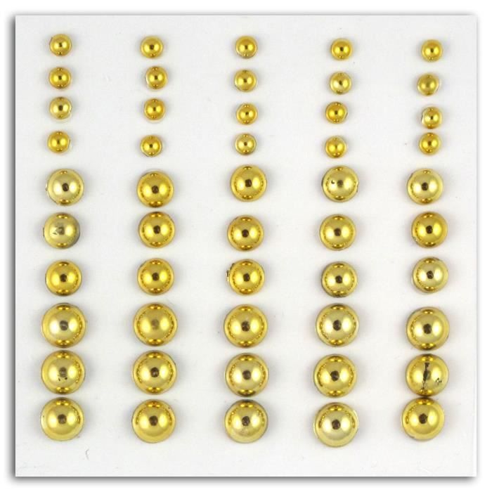 TOGA Pack de 50 Perles Autocollantes Or