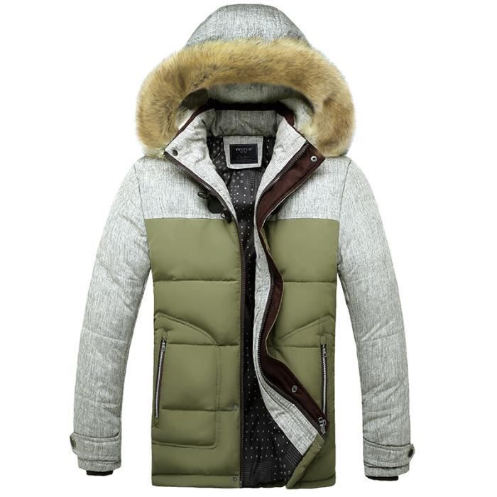 noir Masculin Vert Fourrure Vêtement rouge Doudoune Taille Homme noir bleu Artificielle En Grande Col Hommes qPzvUwS