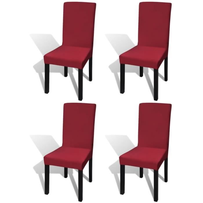 Chaise Pcs Bordeaux Droite Extensible Housse De 4 j3L5ARcq4