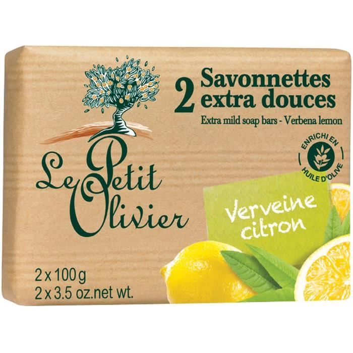 LE PETIT OLIVIER Savonnettes - Extra Douces - Verveine Citron - 2 x 100 g