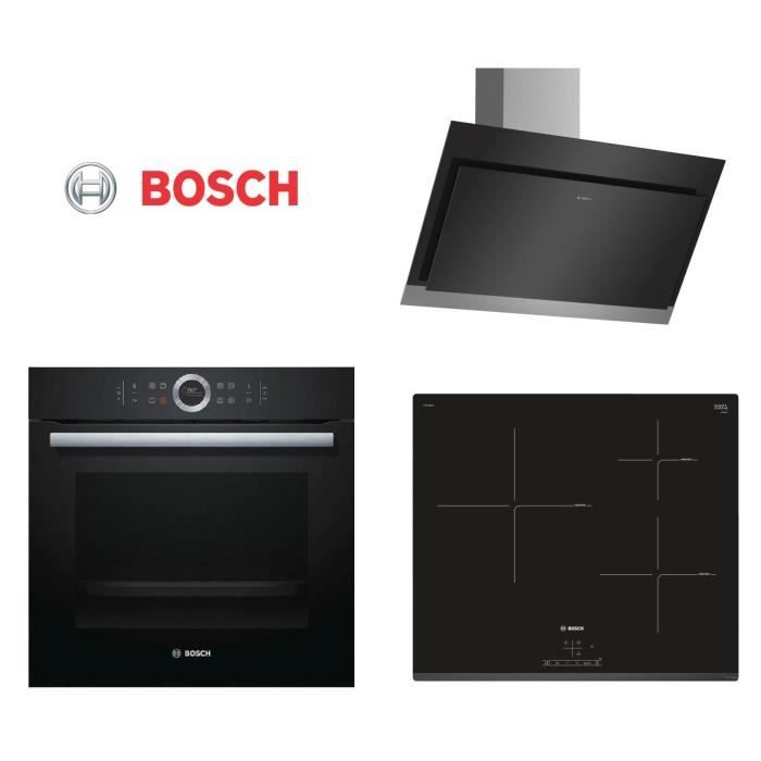 PACK cuisson BOSCH - HBG675BB1F Four électrique encastrable + PIJ631BB1E Table de cuisson induction + DWK97HM60 Hotte