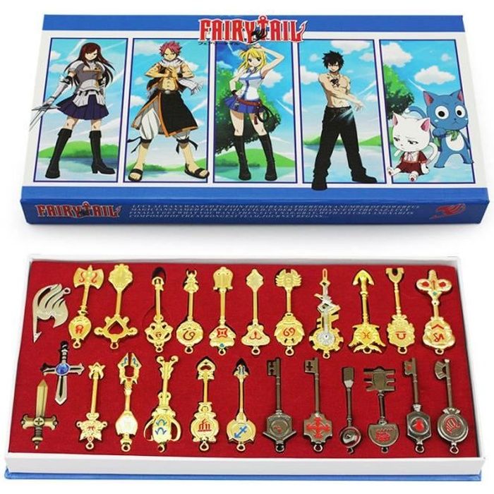 25 Pcs-Lot Fairy Tail Lucy Cosplay clé Keychain echelle et gratuit rose