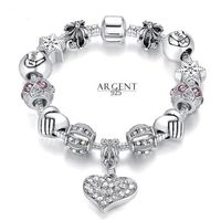 BRACELET - GOURMETTE 21 cm Bracelet Style Pandora Charm Coeur Cristal A BRACELET - GOURMETTE 21 cm Bracelet Style Pandora Charm Coeur Cristal A